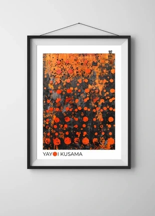 Affiche / Poster – Abstraction Orange et Noire – Format A3 (29,7 x 42 cm), merk: Yayoi Kusama, staat: Heel goed, € 11,00, € 12,25 inclusief Kopersbescherming Pro