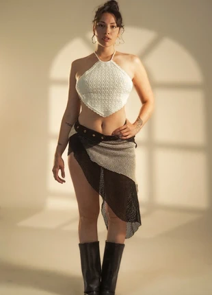 Xena skirt negra y blanca ajustable, marque: muktiibiza, état: Neuf avec étiquette, taille: S / 36 / 8, 58,00 €, 61,60 € Protection acheteurs incluse