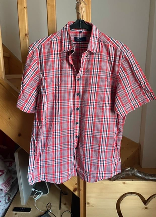 Camicia a quadri rossa/blu/bianca a manica corta “Camargue” 100% cotone - taglia M (39/40) , merk: Camargue, staat: Heel goed, maat: M, € 10,00, € 11,20 inclusief Kopersbescherming