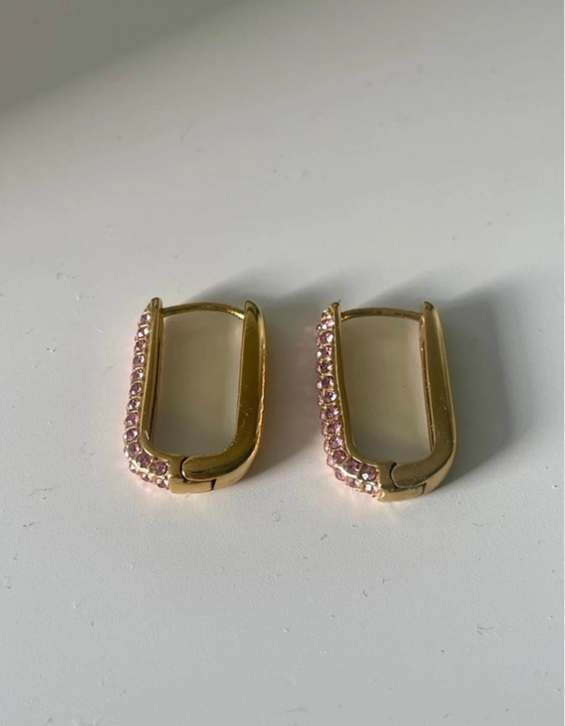 gold plated pink gem earrings 3