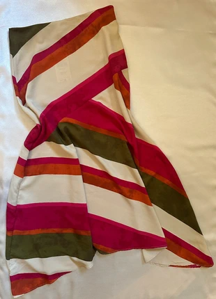 Jupe vintage longue multicolore – rayures & formes asymétriques, marque: Mango, état: Neuf avec étiquette, taille: XS / 34 / 6, 30,00 €, 32,20 € Protection acheteurs incluse