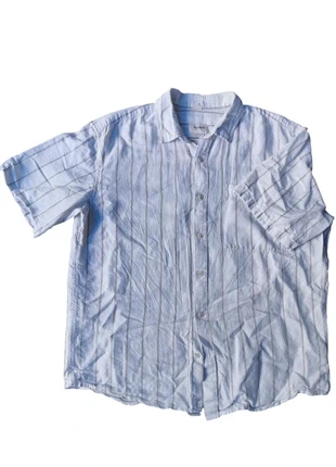 Chemise lin manche courte Pull and Bear rayé marron blanc taille L, marque: Pull & Bear, état: Bon état, taille: L, 5,00 €, 5,95 € Protection acheteurs incluse