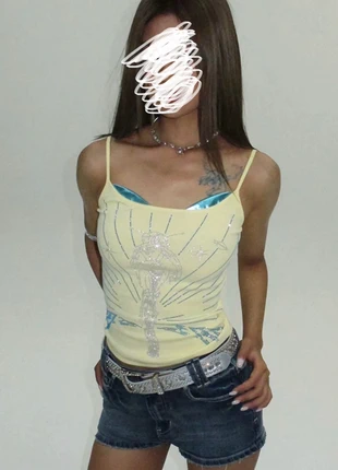 Y2K Rhinestone Graphic Cami Top Sexy & Edgy 2000s Vibes, brand: y2k, condition: New without tags, size: S / 8, £28.00, £30.10 includes Buyer Protection