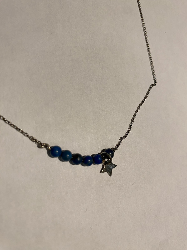 Collier argent avec perles bleue 2