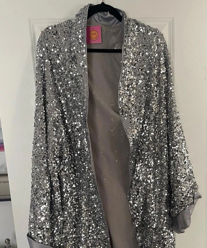 Lala Sequin Disco Longline Duster Nwt #601