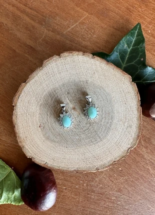 Lot 2 pendentifs Larimar • Pierre naturelle, marca: lithotherapie, estado: Novo com etiquetas, €12.00, €13.30 inclui Proteção do Comprador