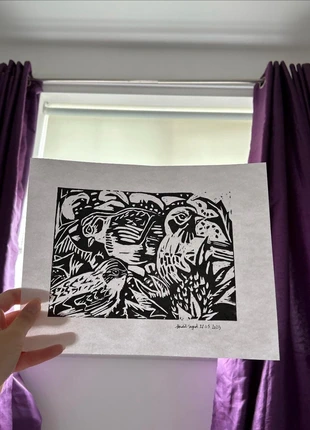 Spring Birds Linocut Print – Home Décor & Gift, brand: Art, condition: Very good, £6.00, £7.00 includes Buyer Protection