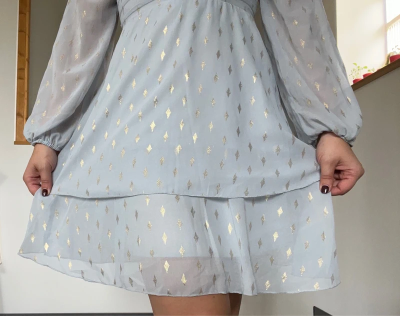 Robe soirée bleu ciel et doré sexy - photo numéro 4