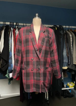 80s vintage tartan blazer, merk: Vintage, staat: Heel goed, maat: XL / 42 / 14, € 25,00, € 26,95 inclusief Kopersbescherming