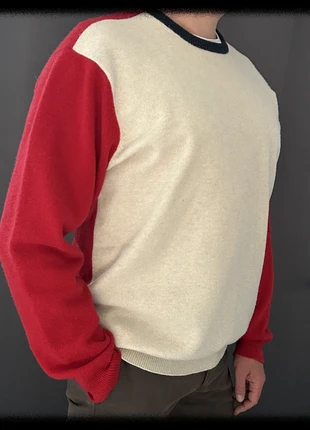 Pull vintage McGregor 100% laine agneau rouge beige rétro sportswear - col rond contrasté - Taille L, marke: Vintage Dressing, zustand: Sehr gut, größe: L, 20,00 €, 21,70 € inklusive Vinted-Käuferschutz