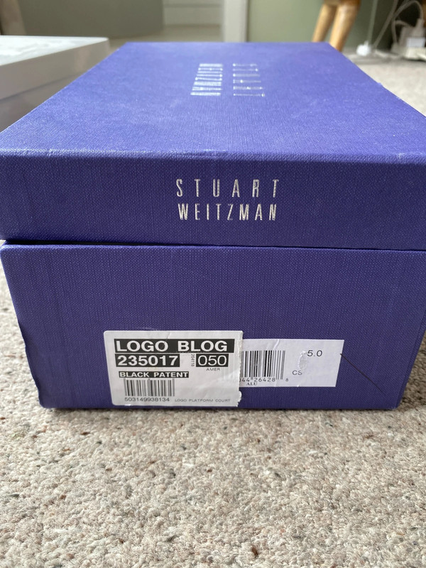 Stuart Weitzman for Russell Bromley black patent court shoes