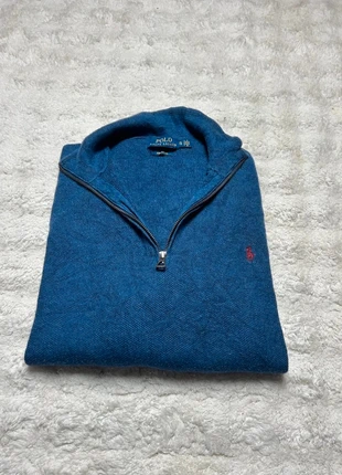 Pull sweat half 1/4 zip Ralph Lauren couleur bleu logo rouge taille XL en très bon état, brand: Ralph Lauren, condition: Very good, size: XL, €45.00, €47.95 includes Buyer Protection Pro