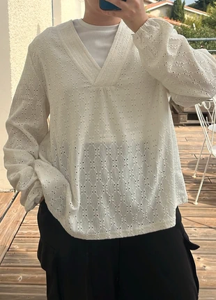 Blouse Gemo blanche taille XL femme, brand: Gémo, condizioni: Ottime, taglia: XL / IT 46 / EU 42, €7.00, €8.05 include la Protezione acquisti