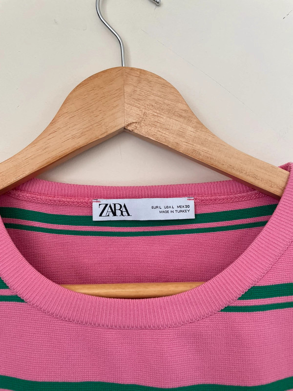 Zara pink and green striped top Clearance
