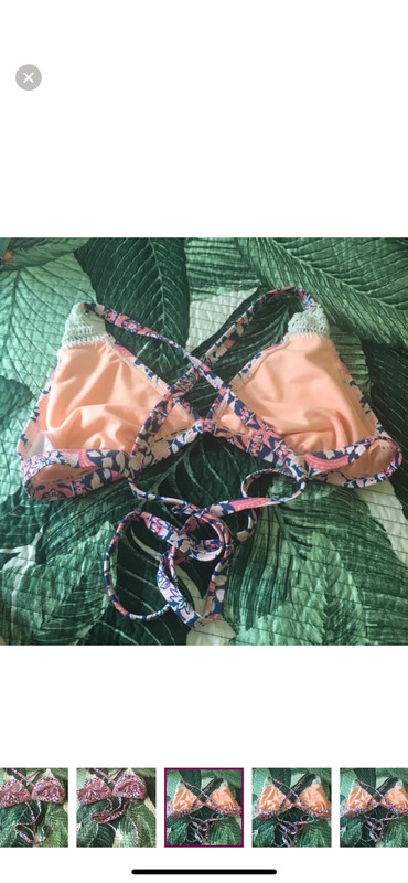 New xhilaration bikini top sz D/add pink blue 3