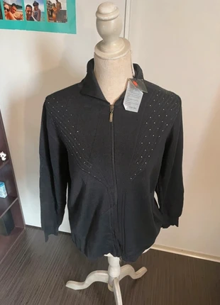 Gilet Zippé Noir Emily Style avec Strass - Taille M, brand: Emily style, condition: Very good, size: M / 38 / 10, €8.00, €9.10 includes Buyer Protection
