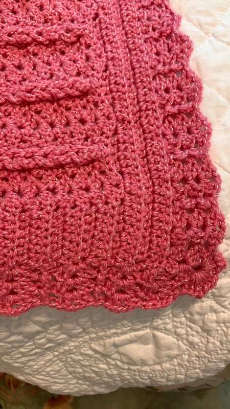 Handmade Vintage Pretty Pink Hand Knit Baby Blanket 5