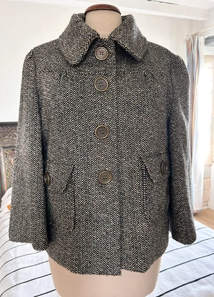 veste courte en tweed blanc et marron - Taille 44 (coupe 42), brand: Mystic, condition: Very good, size: XL / 42 / 14, €25.00, €26.95 includes Buyer Protection