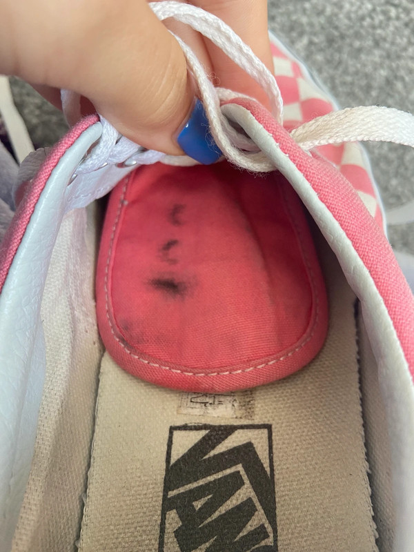 Pink checkered lace up vans hot sale