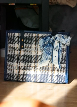 Sac cabas pied-de-poule bleu marine chic avec foulard // style parisien, brand: Inconnu, condition: New without tags, €18.00, €19.60 includes Buyer Protection