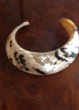 Originale bracciale rigido in madreperla brasiliana panna/nero come nuovo molto luminoso , marque: Vintage, état: Neuf sans étiquette, 5,50 €, 6,48 € Protection acheteurs incluse