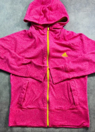 Veste Adidas full zip rose XL – logo brodé jaune, sportswear vintage streetwear casual, brand: adidas, condition: Very good, size: XL / 42 / 14, €25.00, €26.95 includes Buyer Protection