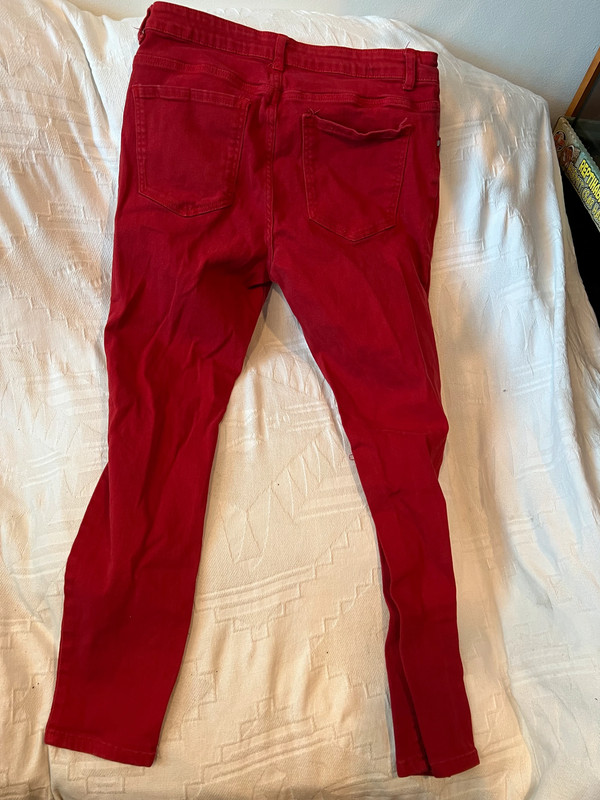 Shein Slim Fit Red Streetwear Jeans Mens 33x28 3