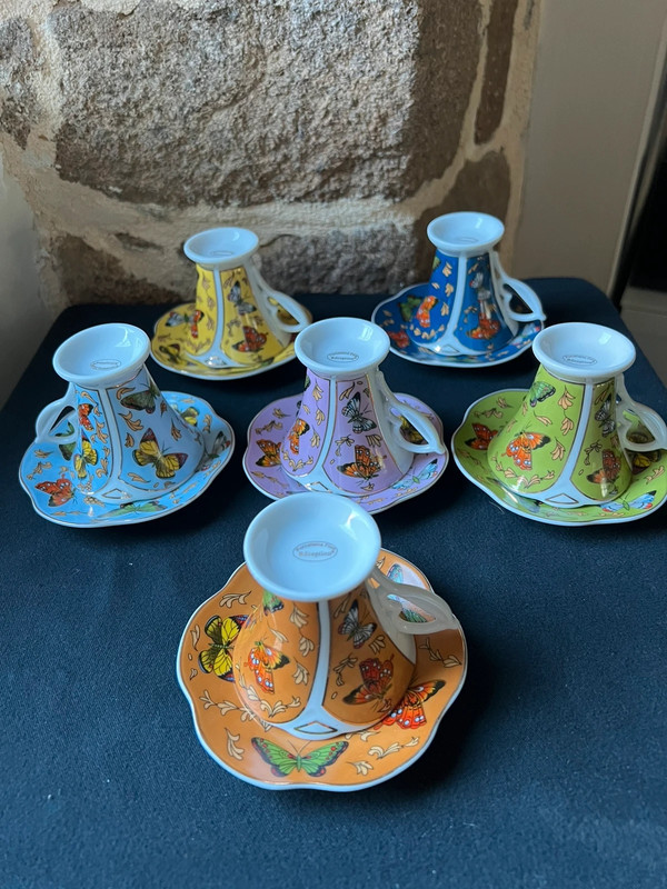 Ravissante lot de 6 tasses et 6 sous tasses à café Porcelaine fine Réception 3