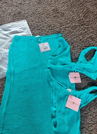 Moda Minx turquoise scrunched bikini set with matching scrunched long skirt sizes L/XL, condition: New with tags, size: L / 12, £37.00, £39.55 includes Buyer Protection