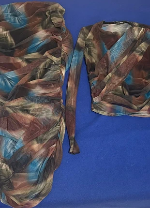 Ensemble 2 pièces effet mesh – Top cache-cœur & jupe froncée Taille S/M, brand: Tendance, condition: Very good, size: S / 36 / 8, €10.00, €11.20 includes Buyer Protection