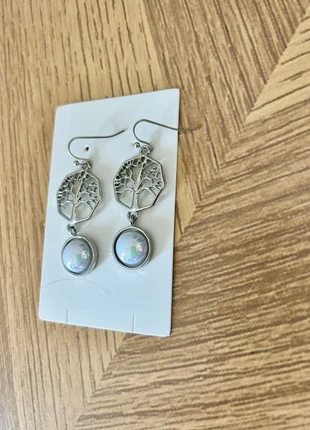🌿 Boucles d’oreilles “Arbre de Vie” argentées – Opale irisée – Neuf, condition: New without tags, €13.30, €14.67 includes Buyer Protection