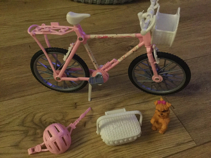 Vintage rare Barbie pink bike 1996 with accessories and jointed steffi love 1973 doll 4