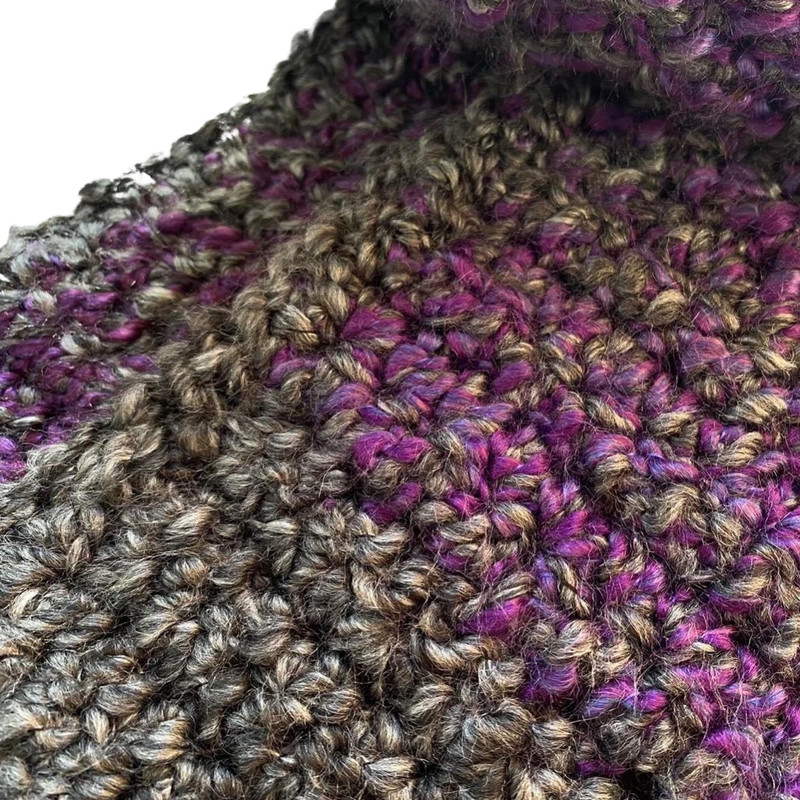 hand crocheted gray and purple scarf 2