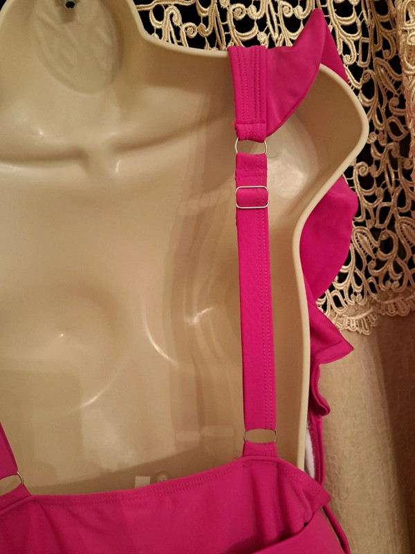 Hot pink one piece belted swimsuit bathing suit size large 5