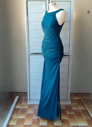 Abito lungo verde petrolio scuro con spacco laterale, marque: PattyBoutik, état: Très bon état, taille: S / 36 / 8, 10,00 €, 11,20 € Protection acheteurs incluse