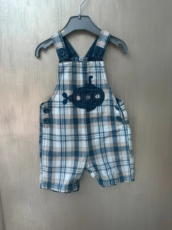 Salopette en lin à carreaux sous marin - photo numéro 2