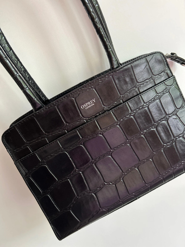 Osprey London black large croc leather bag