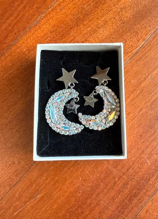 Orecchini pendenti luna in acciaio e cristalli swarovski, marca: sarah accessori moda, estado: Nuevo sin etiquetas, 30,00 €, 32,20 € Protección al comprador incluida