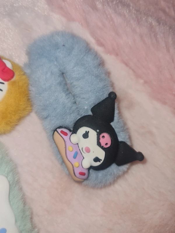 Sanrio cute Hello Kitty hairclips My Melody Kuromi fluff fur 4