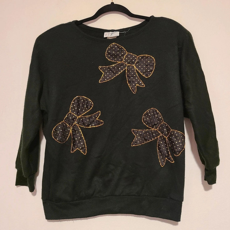 Women'S Vintage Fr Sport Bows Black Sweatshirt Small S 1