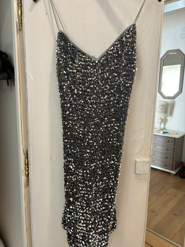 Pailletten Kleid Silber 1