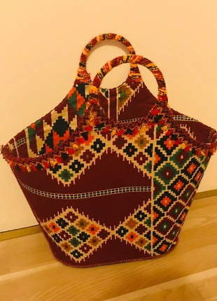 👜 Grand sac cabas tressé à motif ethnique / berbère, marca: artisanat, estado: Novo sem etiquetas, €20.00, €21.70 inclui Proteção do Comprador