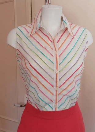 Chemise sans manches vintage, merk: Pimkie, staat: Heel goed, maat: M / 38 / 10, € 7,00, € 8,05 inclusief Kopersbescherming