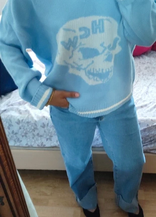 Pull bleu clair motif crâne - SHEIN Taille M (EU 38), marque: Shein, état: Neuf sans étiquette, taille: M / 38 / 10, 3,50 €, 4,38 € Protection acheteurs incluse