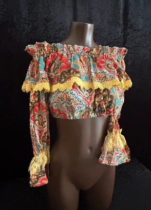 Top Gipsy Bohème Imprimé Paisley, marca: NJ Couture, estado: Novo com etiquetas, tamanho: M / 38 / 10, €14.00, €15.40 inclui Proteção do Comprador