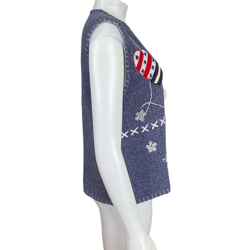 Bobbie Brooks ladies large winter embroidered zip up stretchy sweater vest 3
