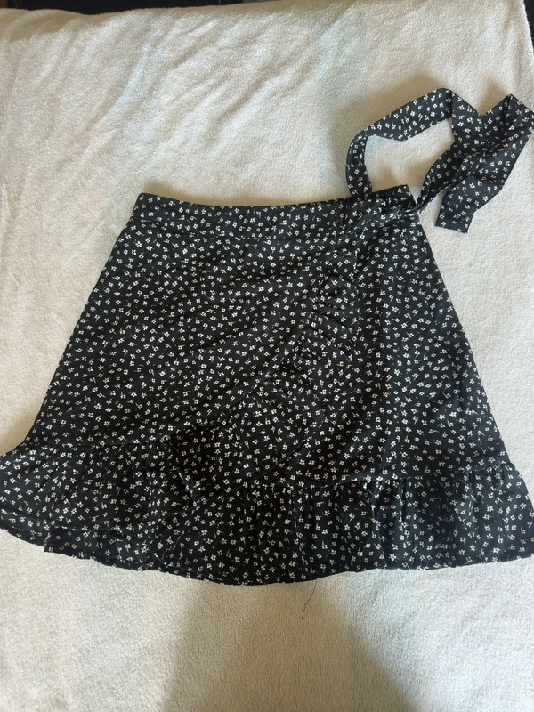 Black skirt with white florals 1