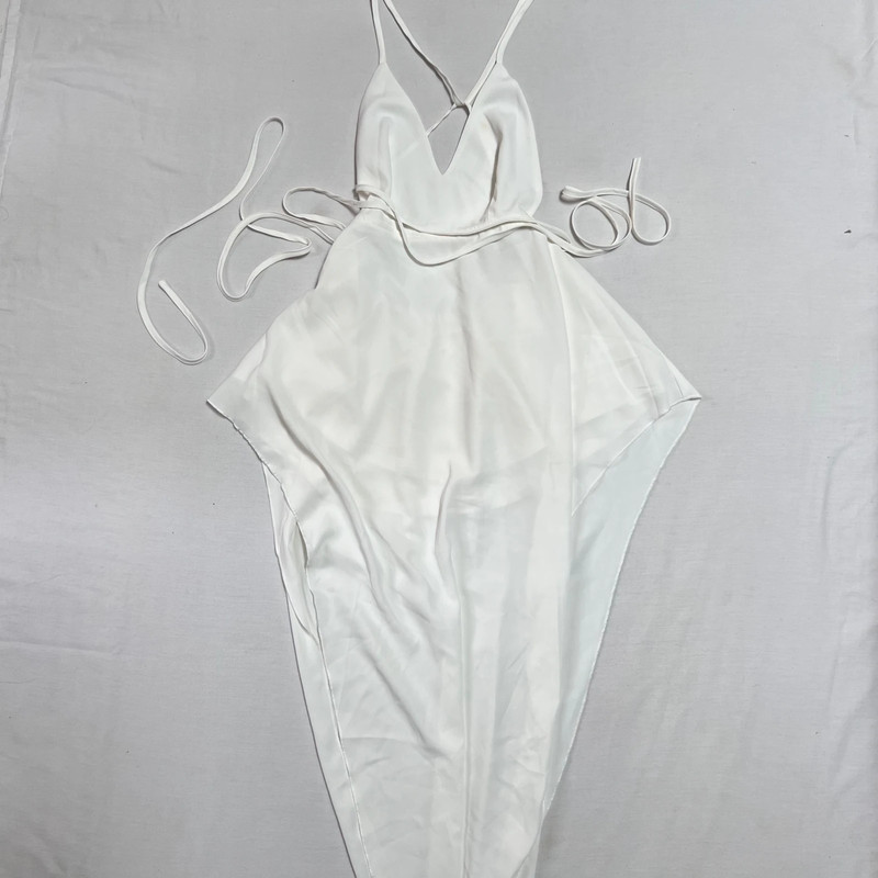 Shein White Multi wear Tie Wrap Hi-Lo Dress 2