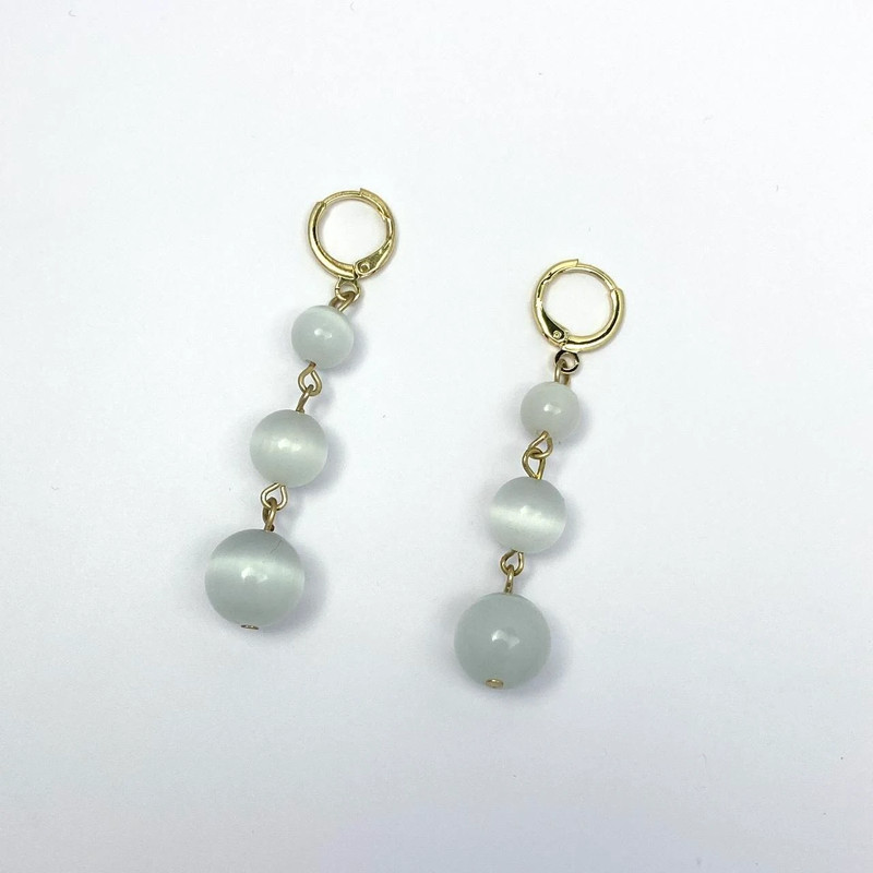 Cat's Eye Stone Dangle Drop Earrings 2