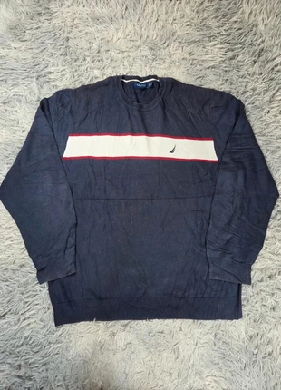 Pull rétro Nautica bleu marine logo brodé bande rouge blanche style USA 90s XXL, marke: Nautica, zustand: Gut, größe: XXL, 15,00 €, 16,45 € beinhaltet Vinted-Käuferschutz Pro